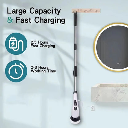Multifunctional 9-in-1 Electric Spin Scrubber for Bathrooms, Floors & Tight Corners.
