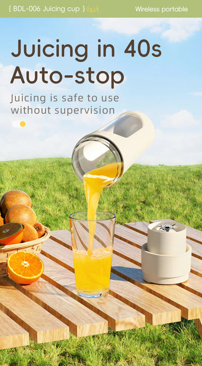 Portable Blender Electric Juicer 450ml 12 Blades USB Charging Mini Mixing Cup Smoothie Milkshake Fruit Juice Cup with Straw