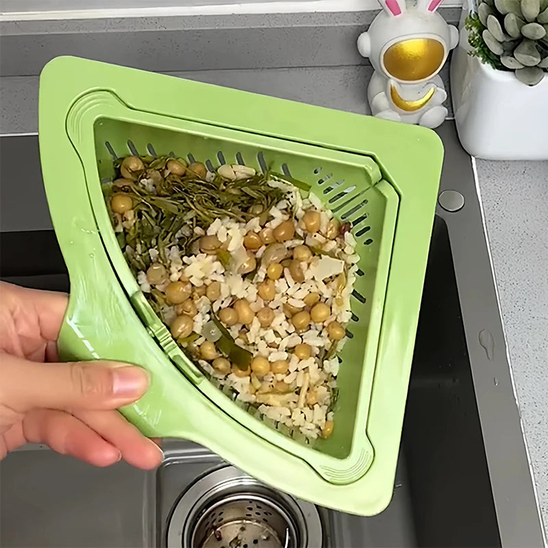 Triangle Magnetic Sink Drain Basket Hanging Vegetable Fruit Drainage Strainer Kitchen Filter Storage Shelf Food Waste Collector