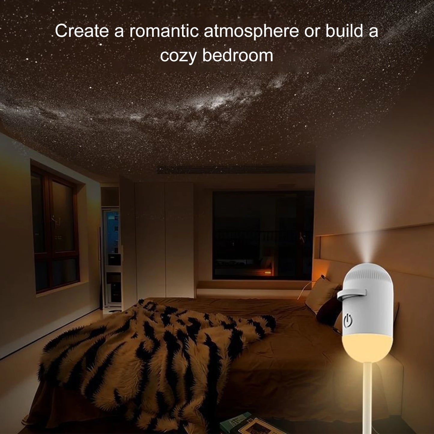 2 In 1 Usb Mini Galaxy Star Projector Night Light 12 Films Starry Sky Ambient Light For Car Home Decoration For Adults And Kids