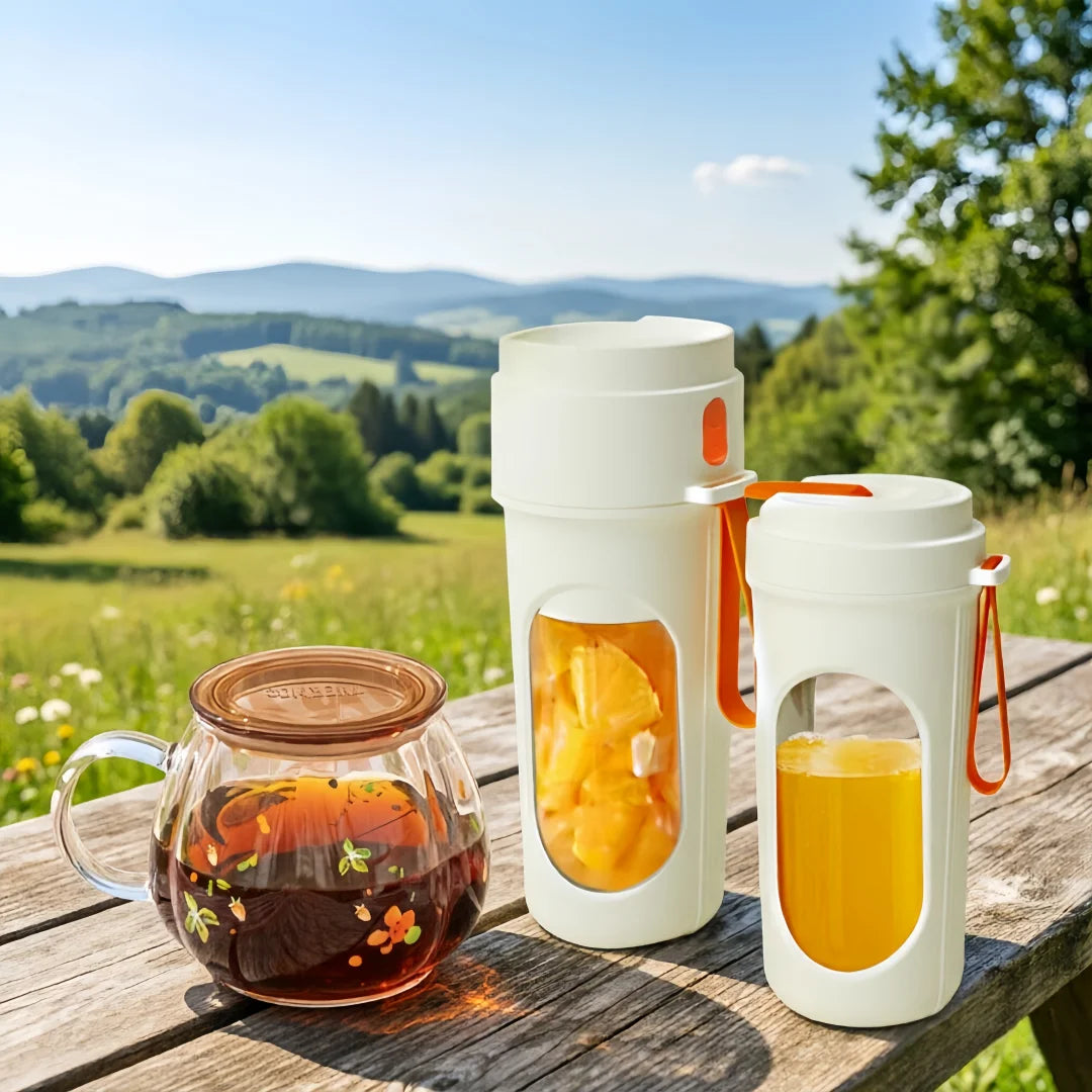 Portable Blender Electric Juicer 450ml 12 Blades USB Charging Mini Mixing Cup Smoothie Milkshake Fruit Juice Cup with Straw