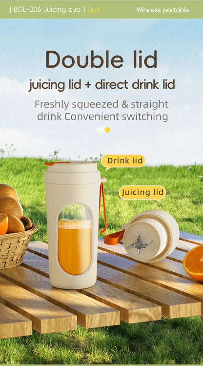 Portable Blender Electric Juicer 450ml 12 Blades USB Charging Mini Mixing Cup Smoothie Milkshake Fruit Juice Cup with Straw