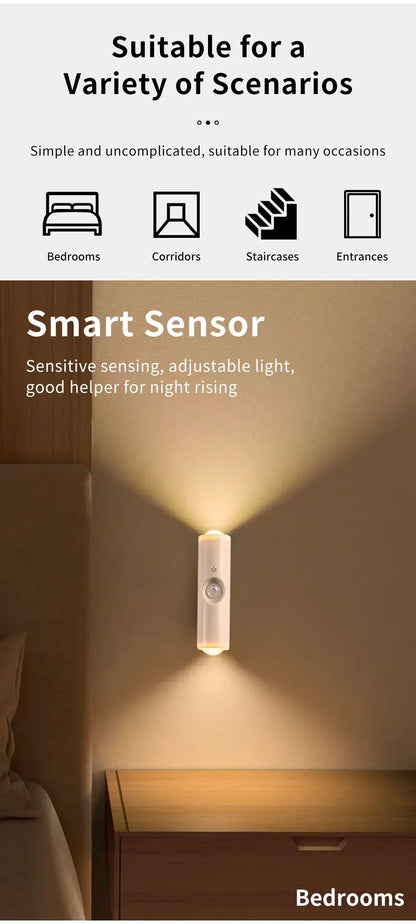 Motion Sensor Night Light 7 Color Change LED Wireless Wall Lamp Magnetic Rechargeable Spotlight for Bathroom Bedroom Living Room