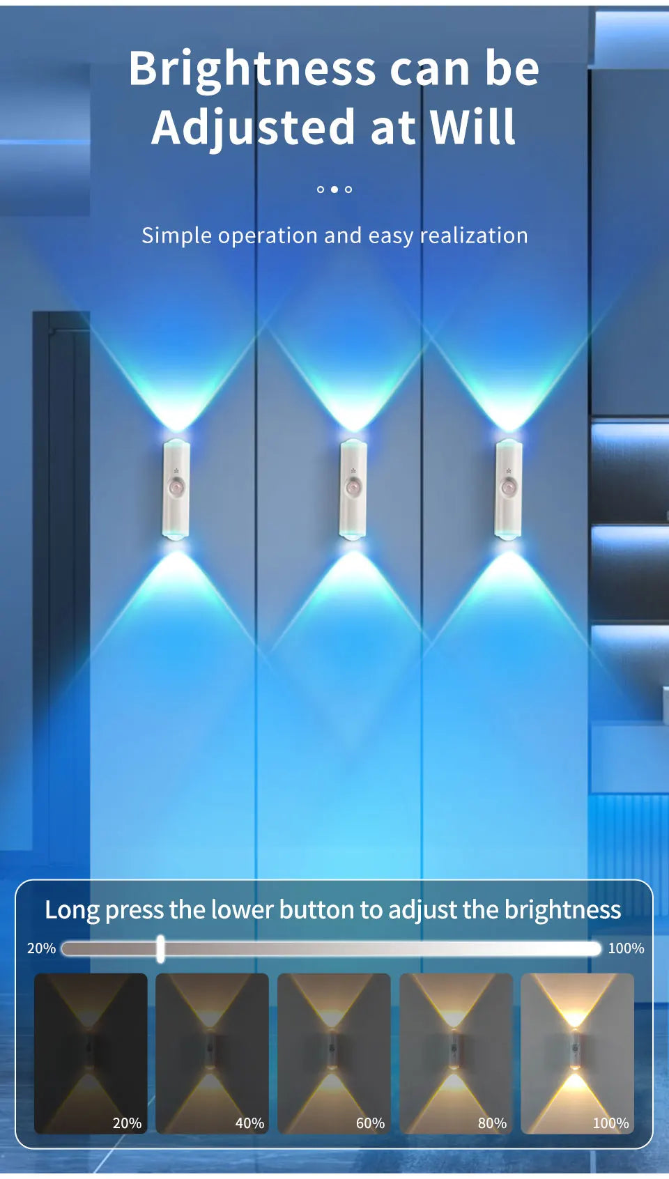 Motion Sensor Night Light 7 Color Change LED Wireless Wall Lamp Magnetic Rechargeable Spotlight for Bathroom Bedroom Living Room
