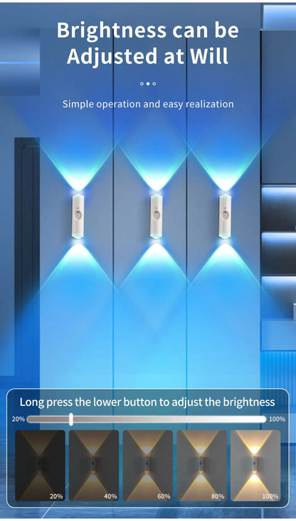 Motion Sensor Night Light 7 Color Change LED Wireless Wall Lamp Magnetic Rechargeable Spotlight for Bathroom Bedroom Living Room