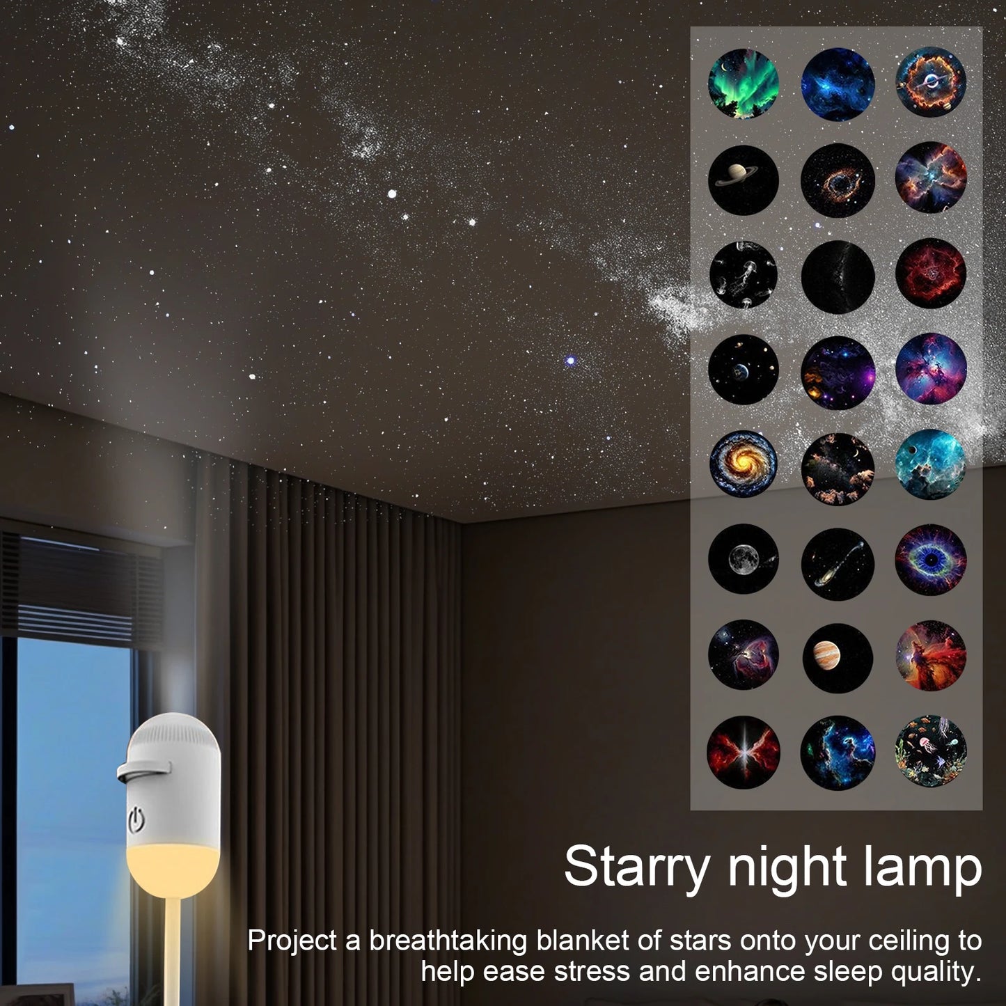 2 In 1 Usb Mini Galaxy Star Projector Night Light 12 Films Starry Sky Ambient Light For Car Home Decoration For Adults And Kids
