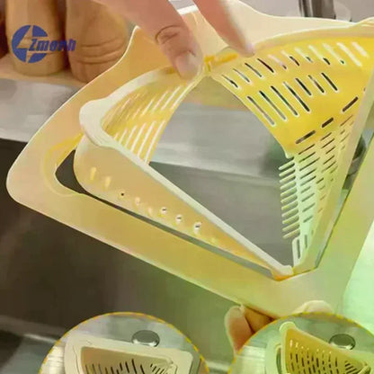 Triangle Magnetic Sink Drain Basket Hanging Vegetable Fruit Drainage Strainer Kitchen Filter Storage Shelf Food Waste Collector
