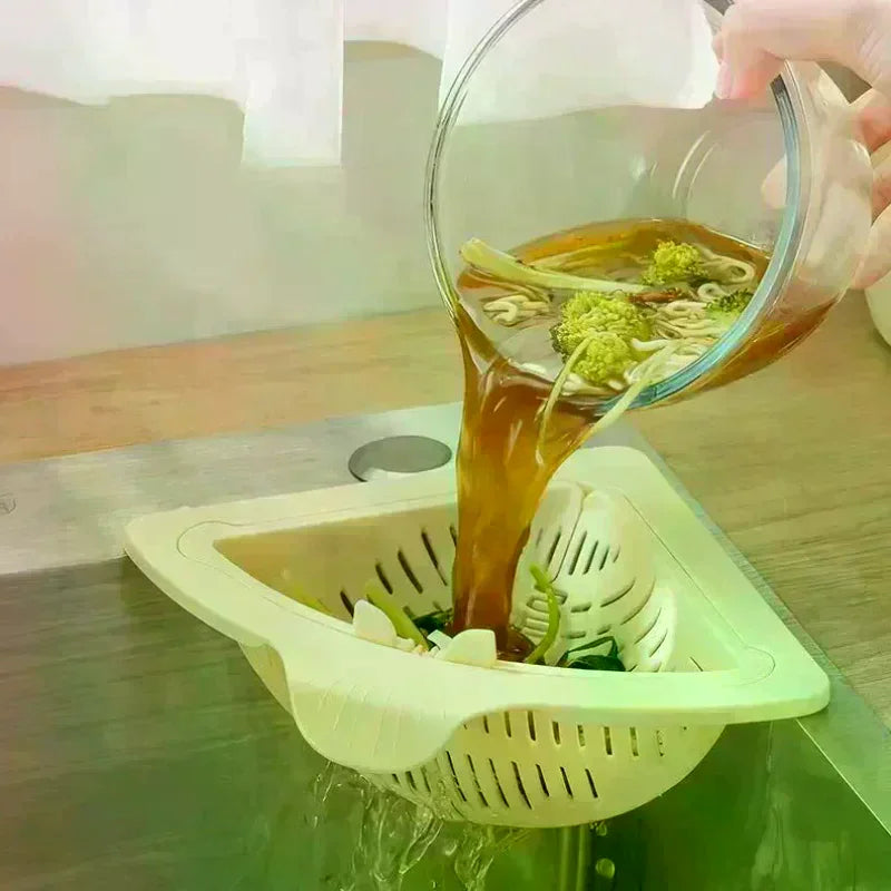 Triangle Magnetic Sink Drain Basket Hanging Vegetable Fruit Drainage Strainer Kitchen Filter Storage Shelf Food Waste Collector