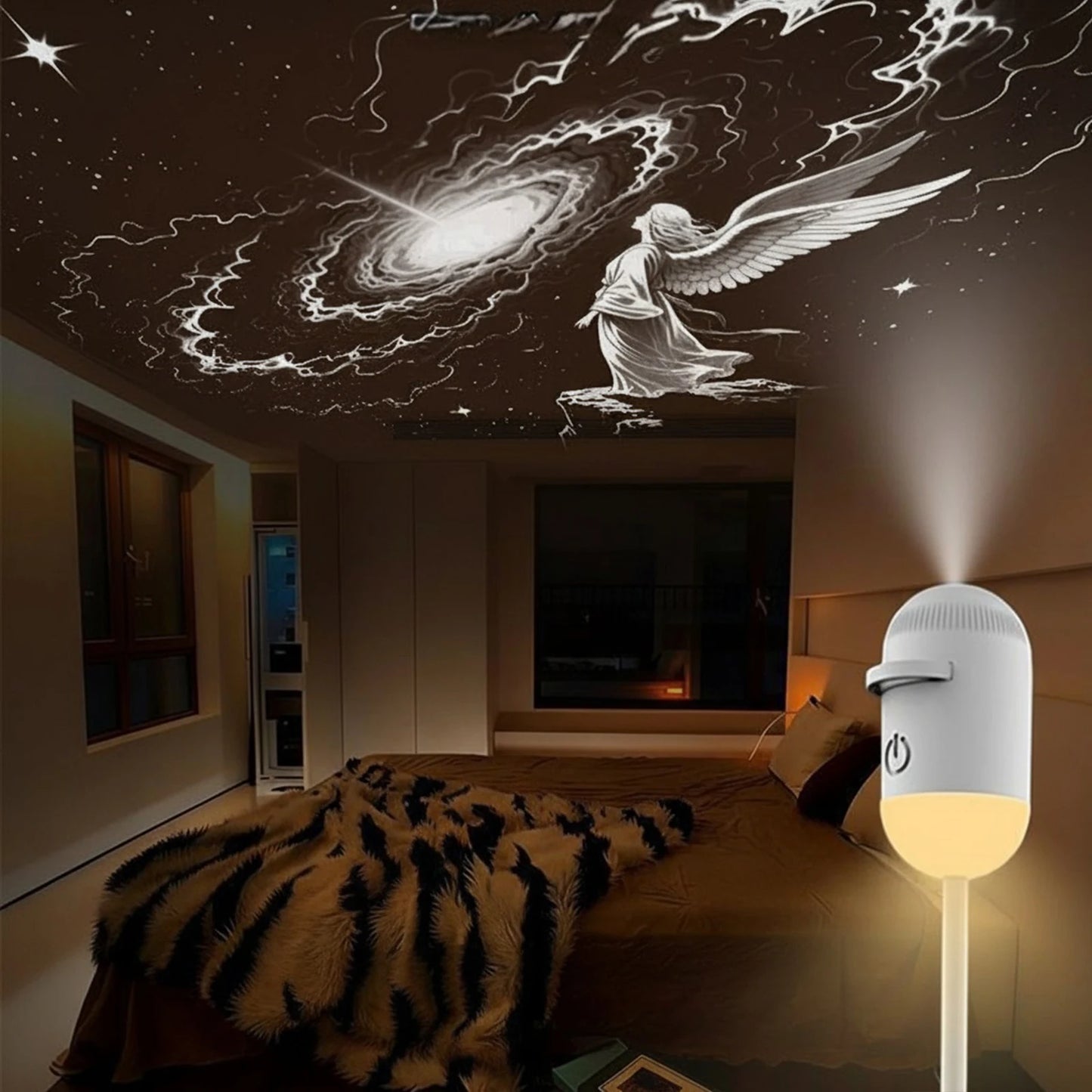2 In 1 Usb Mini Galaxy Star Projector Night Light 12 Films Starry Sky Ambient Light For Car Home Decoration For Adults And Kids