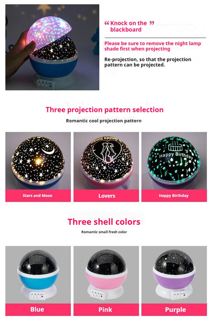 Night Lamp Projector Starry Sky Night Light Projector Baby Lamp Decor Rotating Starry Nursery Moon Galaxy Projector Table Light