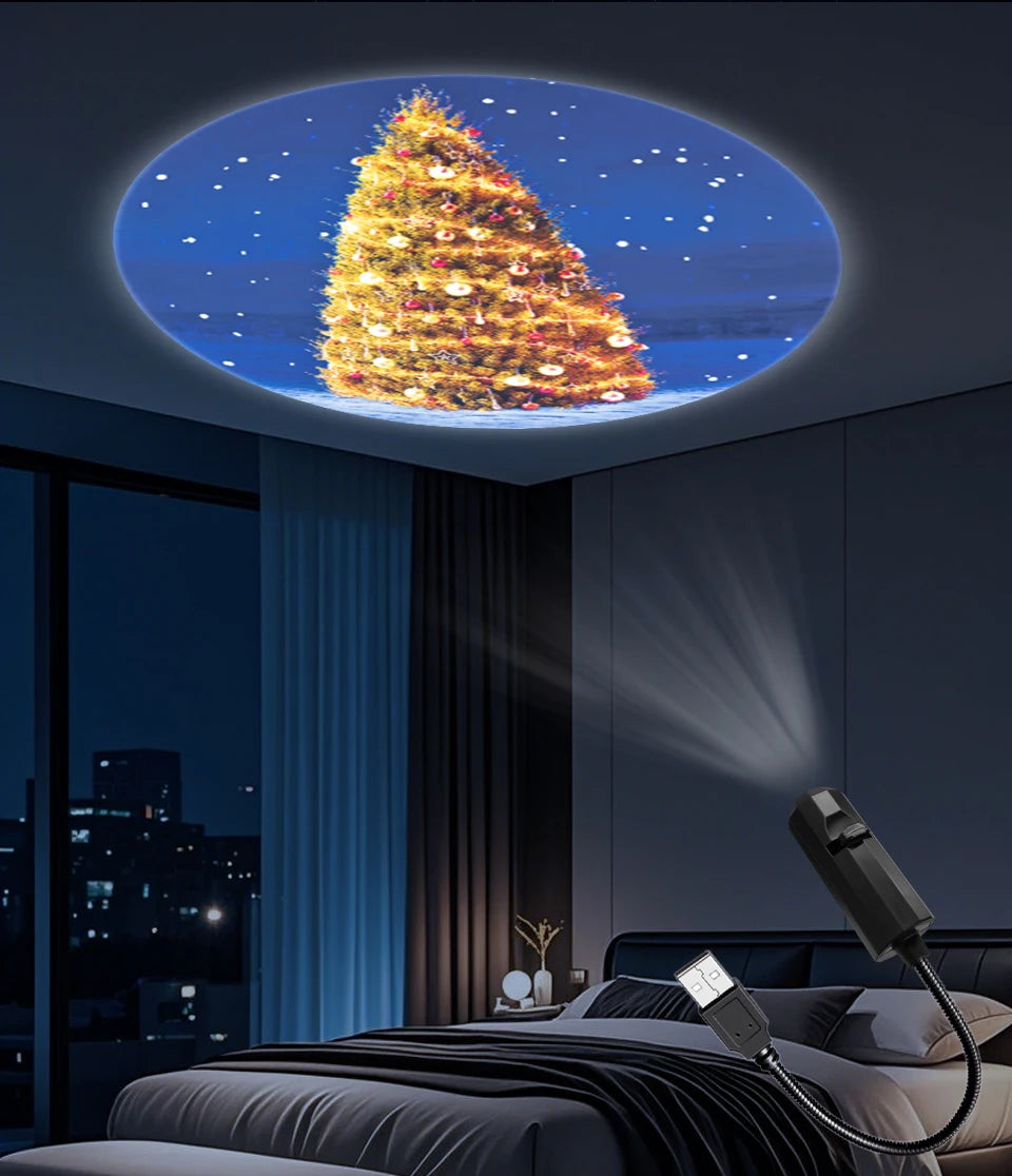 Led Halloween Moon Lamp USB Projector Night Light Christmas Holiday Ornaments for Ceiling Wall Atmosphere Mood Light Adjustable