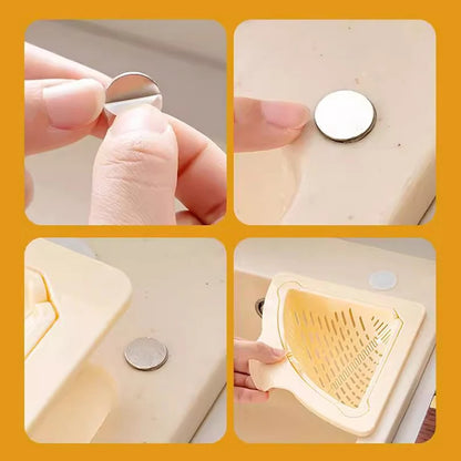 Triangle Magnetic Sink Drain Basket Hanging Vegetable Fruit Drainage Strainer Kitchen Filter Storage Shelf Food Waste Collector