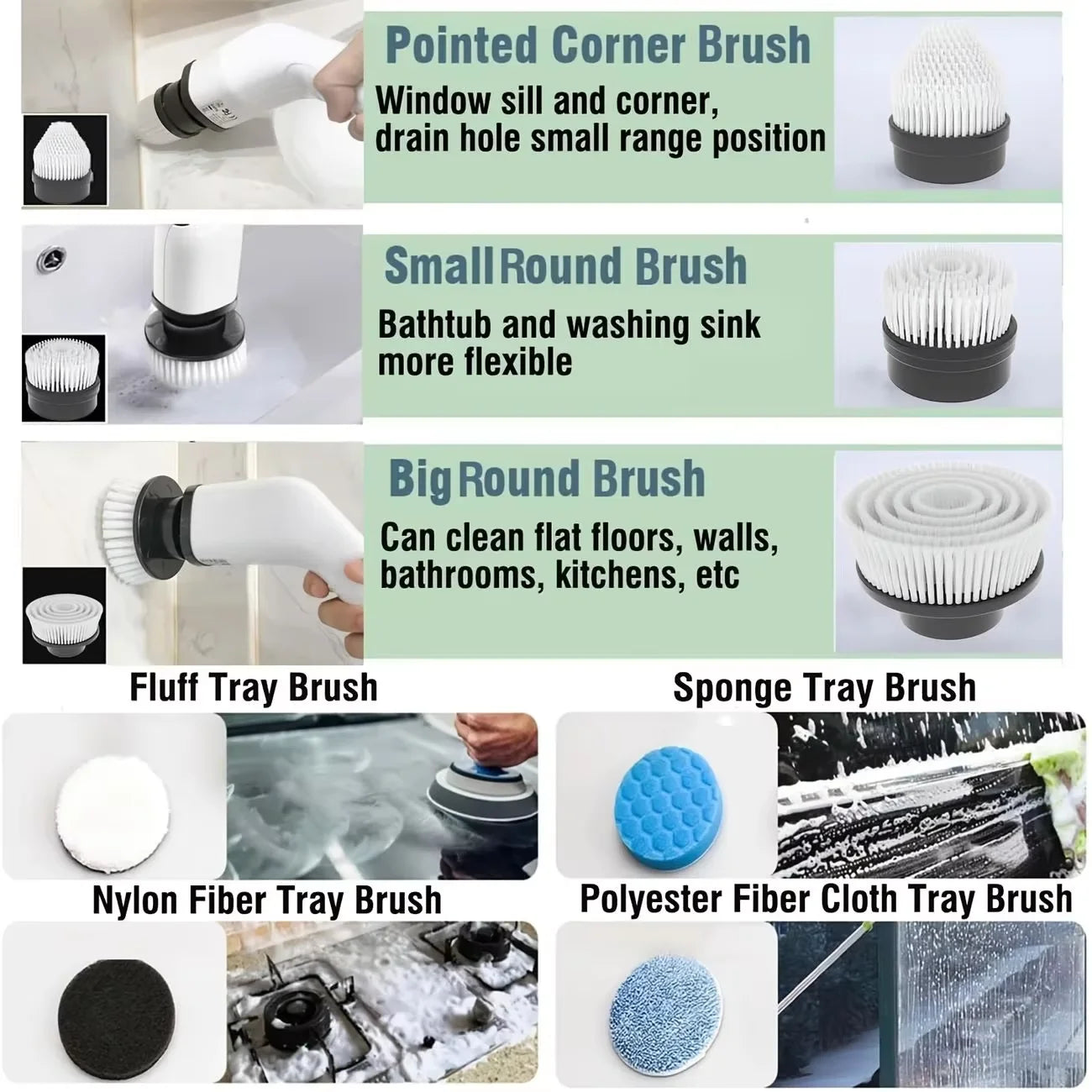 Multifunctional 9-in-1 Electric Spin Scrubber for Bathrooms, Floors & Tight Corners.