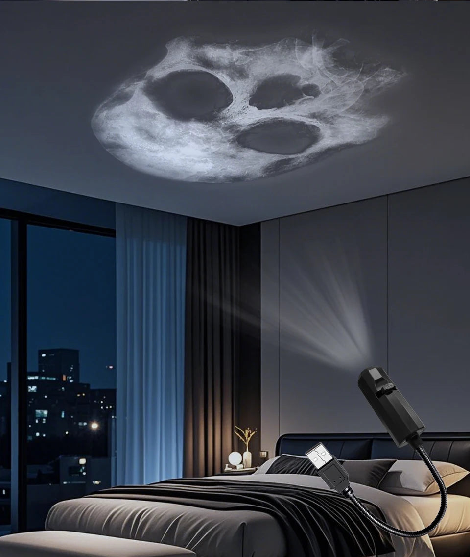 Led Halloween Moon Lamp USB Projector Night Light Christmas Holiday Ornaments for Ceiling Wall Atmosphere Mood Light Adjustable