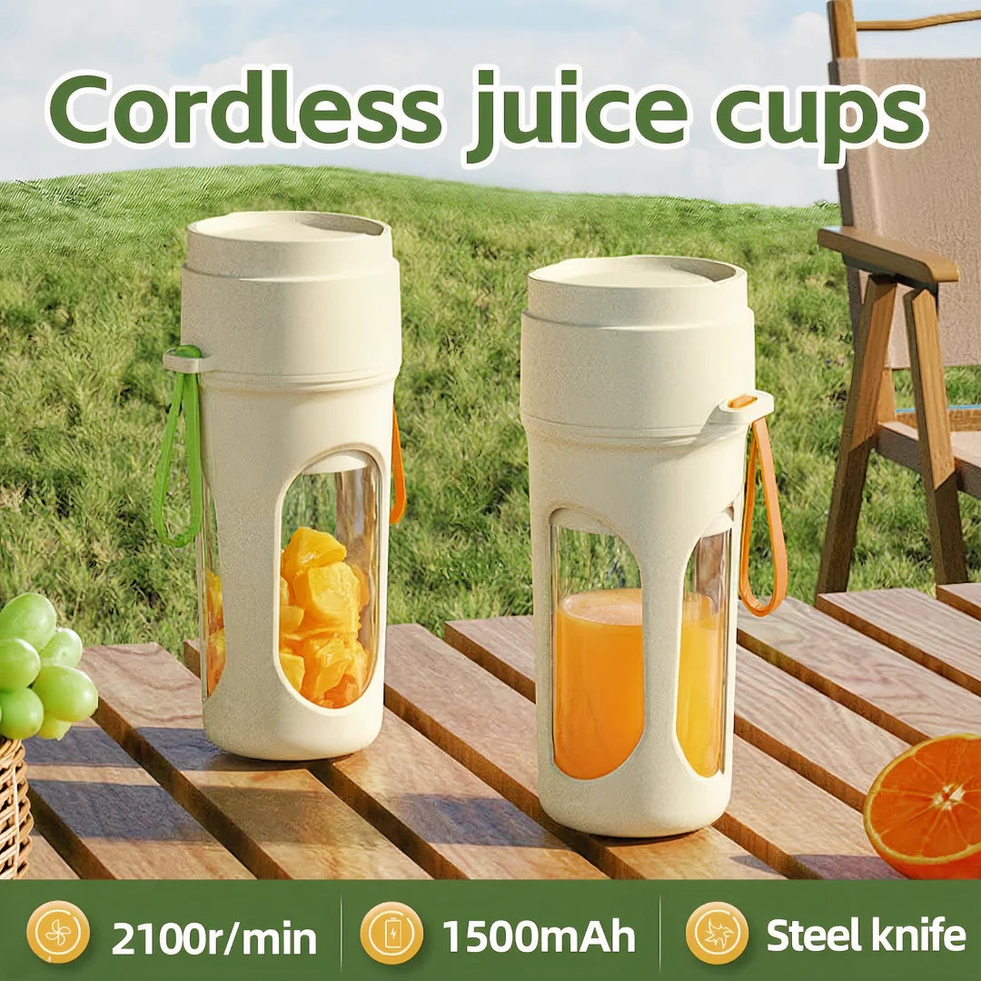 Portable Blender Electric Juicer 450ml 12 Blades USB Charging Mini Mixing Cup Smoothie Milkshake Fruit Juice Cup with Straw