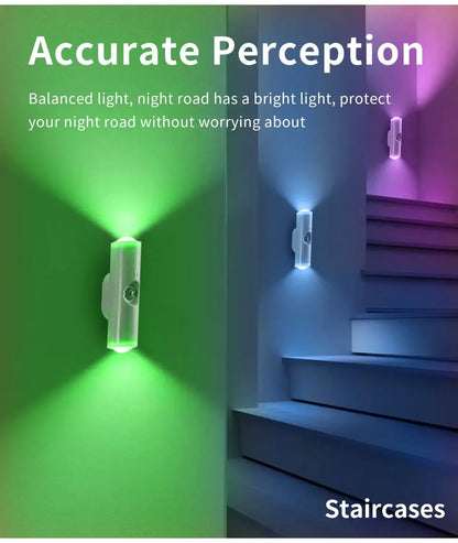 Motion Sensor Night Light 7 Color Change LED Wireless Wall Lamp Magnetic Rechargeable Spotlight for Bathroom Bedroom Living Room