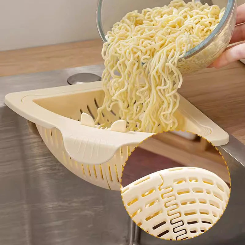 Triangle Magnetic Sink Drain Basket Hanging Vegetable Fruit Drainage Strainer Kitchen Filter Storage Shelf Food Waste Collector