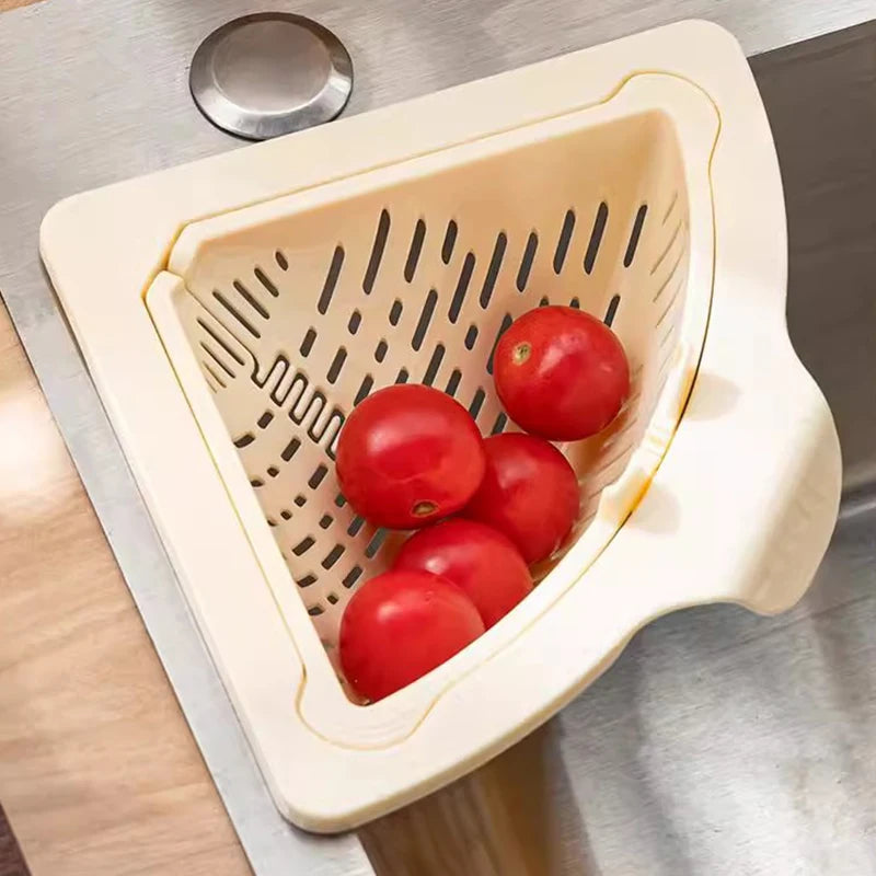Triangle Magnetic Sink Drain Basket Hanging Vegetable Fruit Drainage Strainer Kitchen Filter Storage Shelf Food Waste Collector